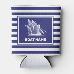 Enfriador De Latas Nautical Bote Design Nave Blue Striped Cooler