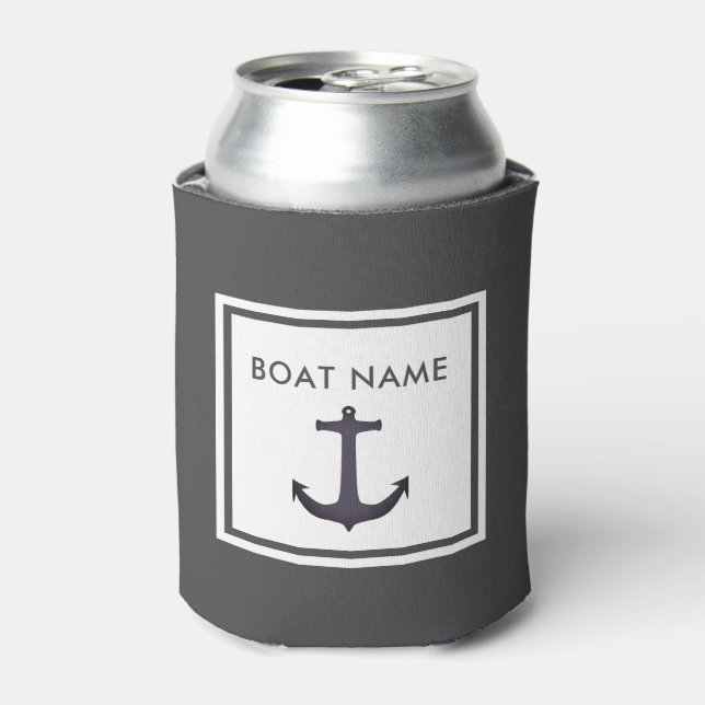 Enfriador De Latas Nautical Bote Nombre Personalizado Anchor Capitán (Lata Anverso)
