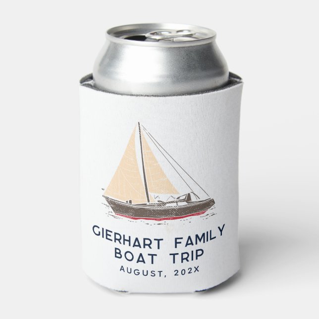 Enfriador De Latas Nautical Family Bot Trip Sailing Personalizado (Lata Anverso)