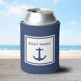 Enfriador De Latas Nautical Nautical New Boat Name Blue Anchor