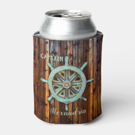 Enfriador De Latas Nautical Theme Bronze Captains Wheel
