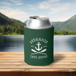 Enfriador De Latas Nautico Anchor Oars Green Family Lake House