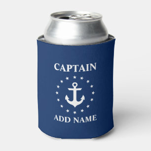 Enfriador De Latas Nautico Anchor Stars Blue Captain Name