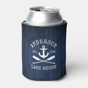 Enfriador De Latas Nautico Ancla Oars Blue Wood Family Lake House