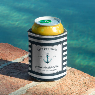 Enfriador De Latas Náutico Navy & Blanco Despedida de Soltera Persona