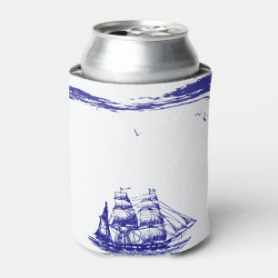 Enfriador De Latas Navegación azul de la nave en el mar