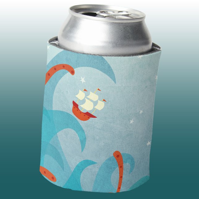 Enfriador De Latas Navegación por Monstruo del Mar (Sailing boat sea monster adventure can cooler)