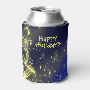 Enfriador De Latas Navidad Árbol Fiesta Oro Estrellas Naval Vacacione