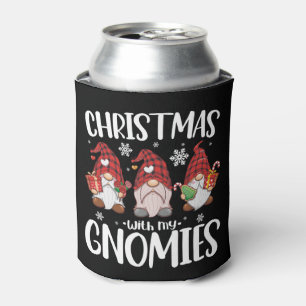 Enfriador De Latas Navidad Con Mis Gnomos Buffalo Rojo Cuadros Gnome 
