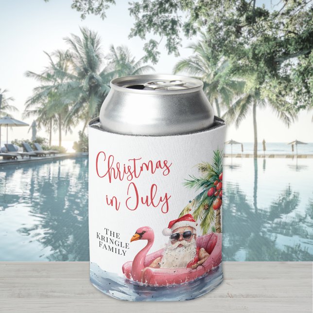 Enfriador De Latas Navidad de Playa en Julio (Beach Christmas In July Can Cooler )