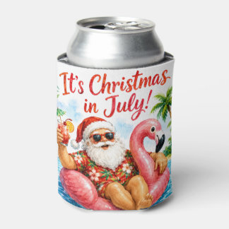 Enfriador De Latas Navidad En Julio Santa Flamenco Hawaiano Diversión