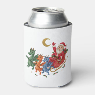 Enfriador De Latas Navidad Santa Montando Trineo Dragón Luna Fiesta