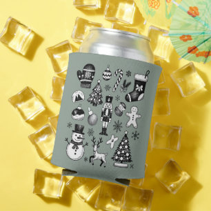 Enfriador De Latas Navidad Vintage 90 Collage Retro Xmas 