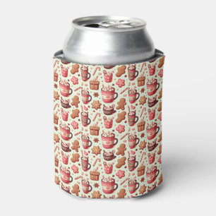 Enfriador De Latas Navidades acogedores Patrón de cacao y pan de jeng