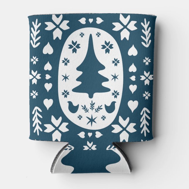 Enfriador De Latas Navidades Arte Popular: Doodle Escandinavo. (Anverso)