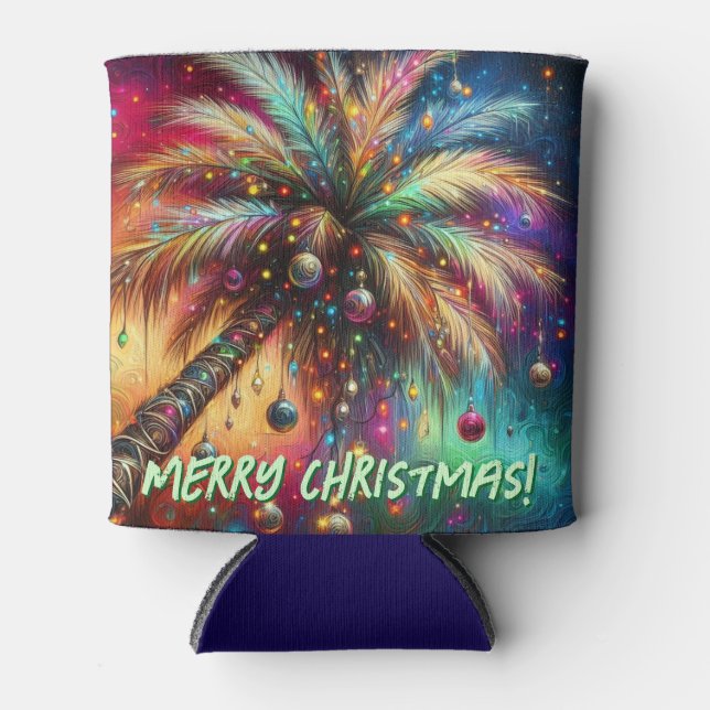 Enfriador De Latas Navidades caprichosos Palm Tree Tropical Beach Viv (Anverso)