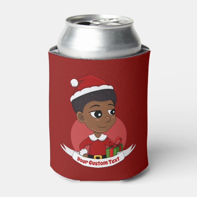 Enfriador De Latas Navidades chica con un personalizado africano (Lata Anverso)
