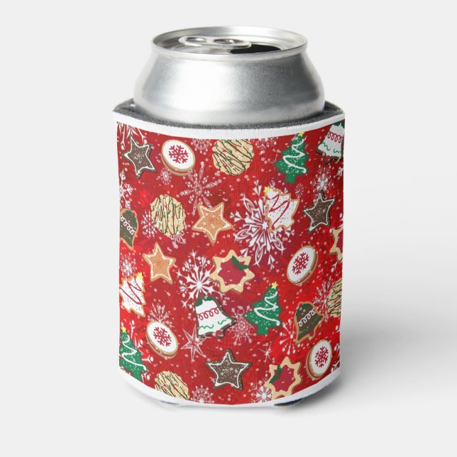 Enfriador De Latas Navidades cocina y copos de nieve en rojo (Reverso de la lata)