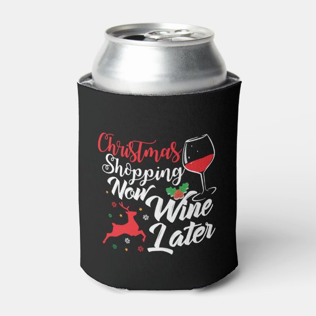 Enfriador De Latas Navidades comprando ahora vino después (Lata Anverso)