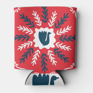 Enfriador De Latas Navidades de arte Folk Doodle Tile