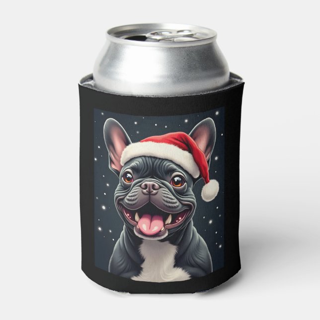 Enfriador De Latas Navidades de Bulldog franceses lanzan camiseta (Lata Anverso)