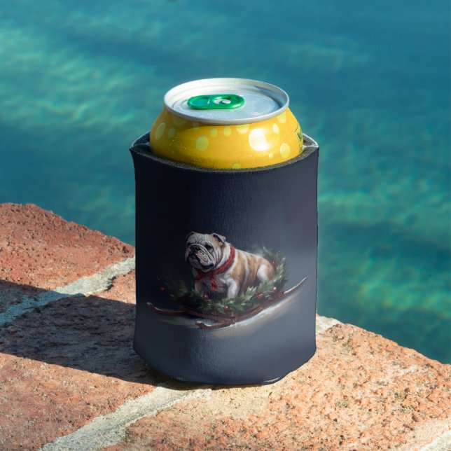 Enfriador De Latas Navidades de bulldog nevan invierno (Piscina in situ)