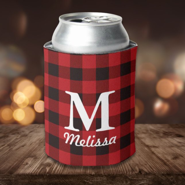 Enfriador De Latas navidades de cabaña Red búfalo lumberjack plaid (cottage Christmas Red buffalo lumberjack plaid Can Cooler)