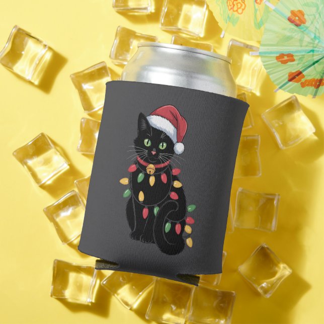 Enfriador De Latas Navidades de Gato Negro Amante Gatito Gatito Gato  (Verano in situ)