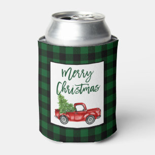 Enfriador De Latas Navidades de Green Plaid en Camión de Guión de Pin