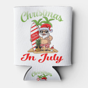 Enfriador De Latas Navidades de la camiseta de surf de Santa Hawái e
