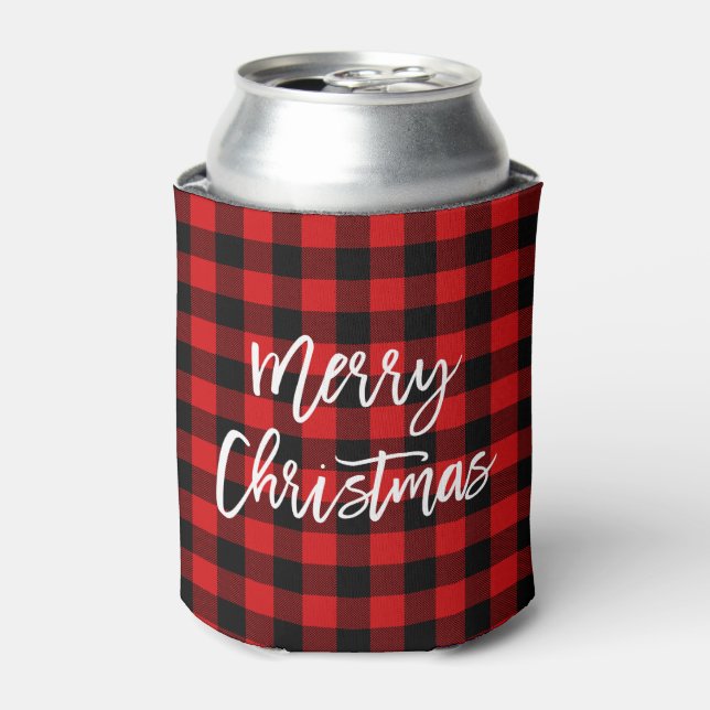 Enfriador De Latas Navidades de pincel moderno con rojo (Lata Anverso)