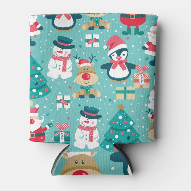 Enfriador De Latas Navidades de Santa Claus Patrón de época (Anverso)