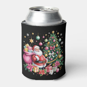 Enfriador De Latas Navidades de Santa Coquette Rosa Retro Cutan Chica