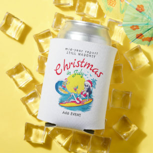 Enfriador De Latas Navidades de Skeleton en Julio en Beach Surf Naugh