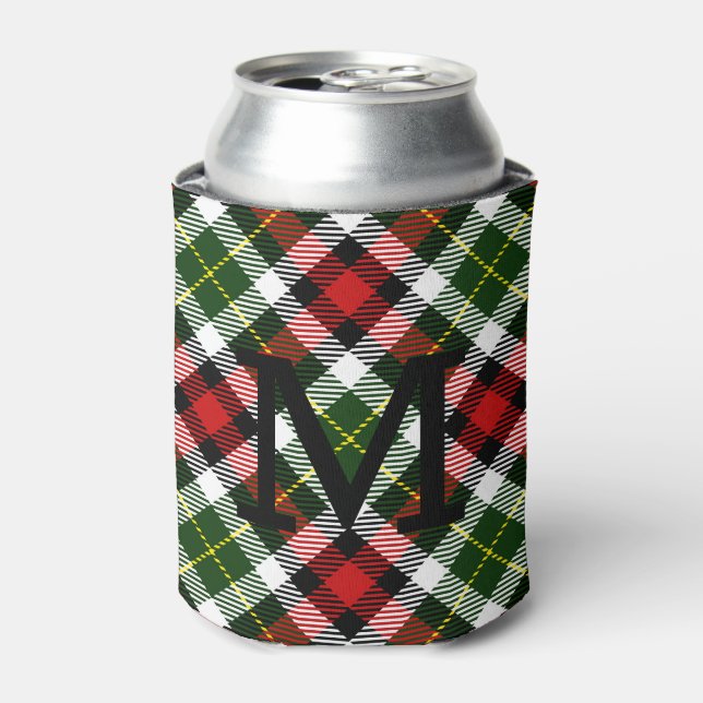 Enfriador De Latas Navidades de vacaciones Monograma familiar inicial (Lata Anverso)