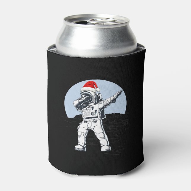 Enfriador De Latas Navidades Del Astronauta Dab On The Moon Space (Lata Anverso)