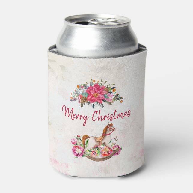 Enfriador De Latas Navidades del caballo rocoso victoriano y de la Po (Lata Anverso)