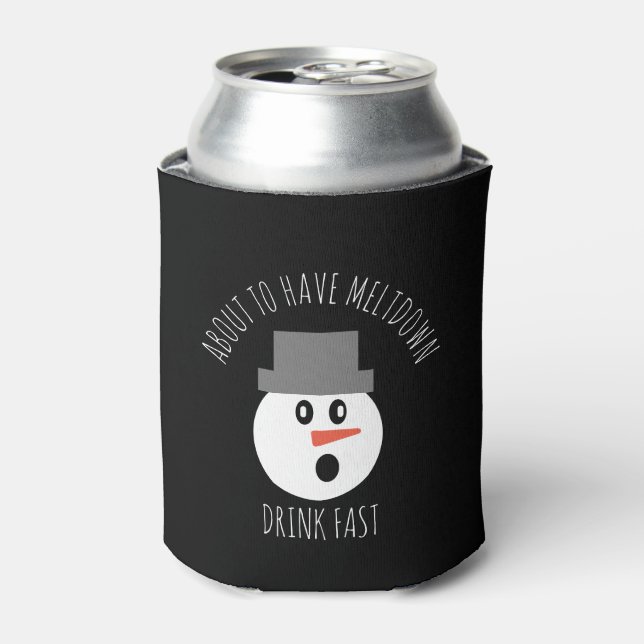 Enfriador De Latas Navidades divertidos Snowman Meltdown Beer (Lata Anverso)