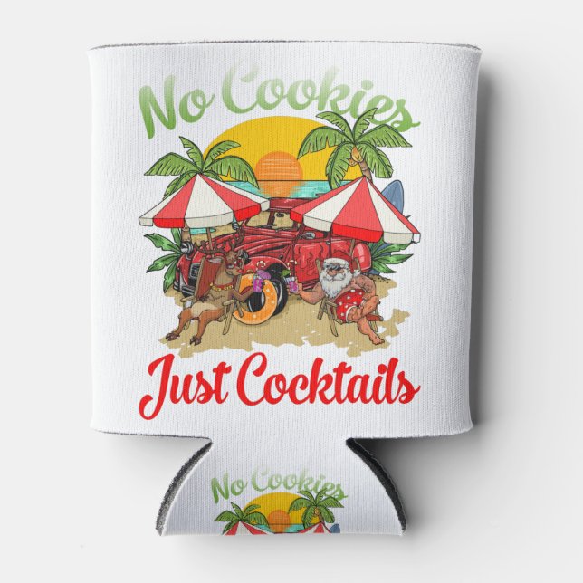 Enfriador De Latas Navidades En Julio Santa No Cookies Solo Cócteles (Anverso)