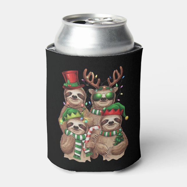 Enfriador De Latas Navidades eslovacos Merry Slothmas Sloth Lover Reg (Lata Anverso)