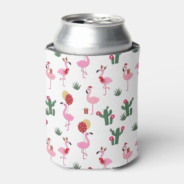 Enfriador De Latas Navidades Flamingo Fiesta | Vacaciones (Lata Anverso)