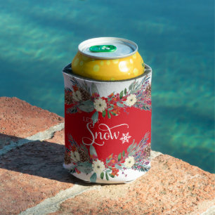 Enfriador De Latas Navidades floridos borde-Dejemos que la tipografía