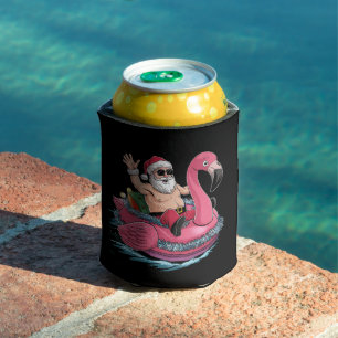 Enfriador De Latas Navidades Flotantes De Santa Flamingo En Julio