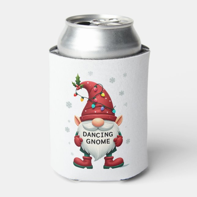 Enfriador De Latas Navidades Gnome Dancing Gnome Navidades familiares (Lata Anverso)