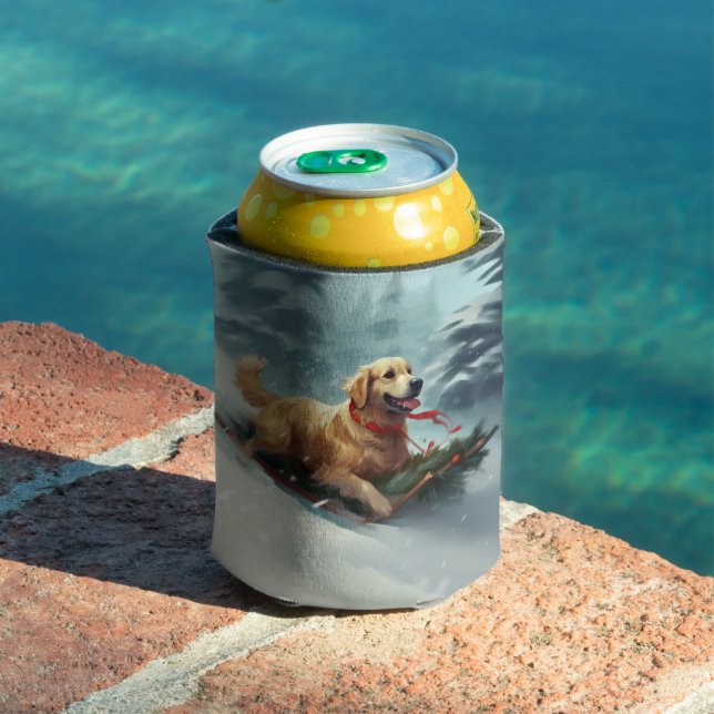 Enfriador De Latas Navidades Golden Retriever nevan invierno (Piscina in situ)