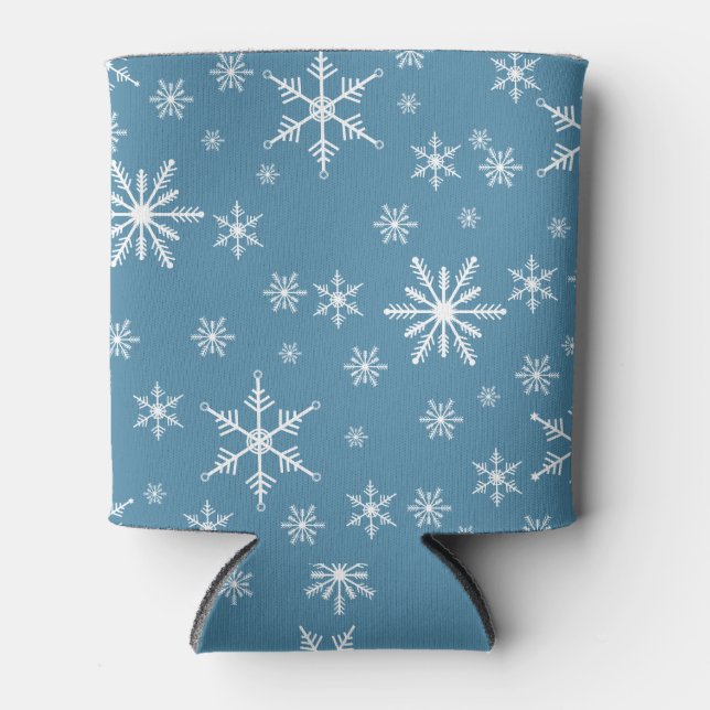 Enfriador De Latas Navidades Hacen Snowflake Con El Azul (Anverso)