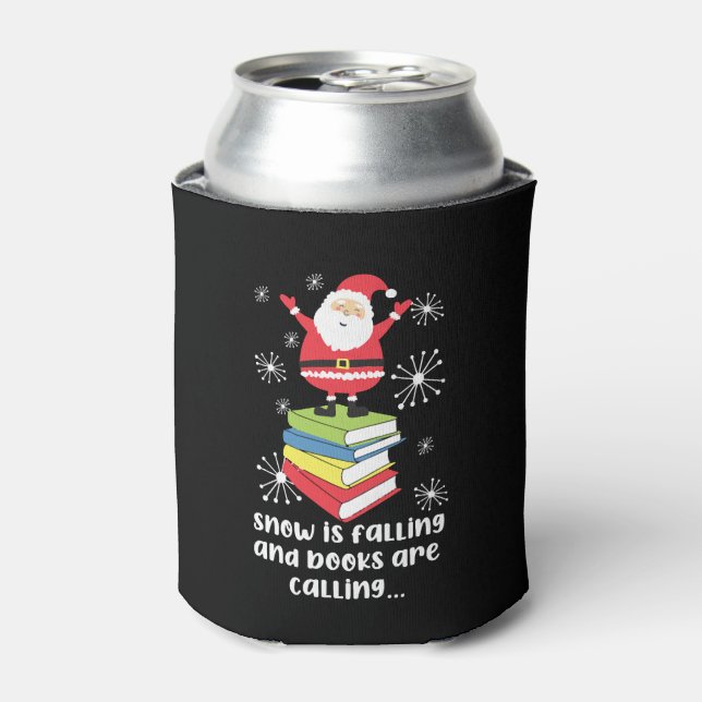 Enfriador De Latas Navidades Libros de Nieve llaman literatura (Lata Anverso)