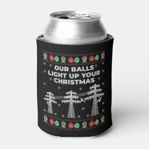 Enfriador De Latas Navidades Lineman Nuestras Bolas Se Iluminan
