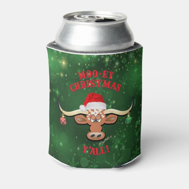 Enfriador De Latas navidades "MOO-ey", Longhorn Steer (Reverso de la lata)