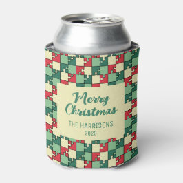 Enfriador De Latas Navidades Red Green Puzzle Piece Geométrica